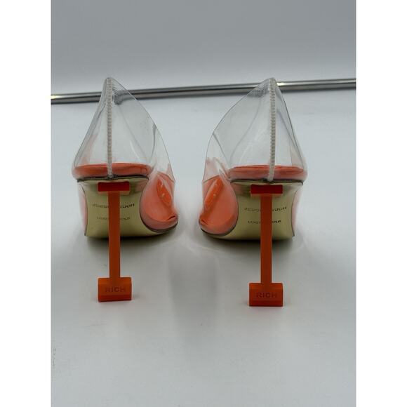 Jessica Rich Heels So Fancy Sandal Clear Orange EU 39 USA Size 8.5 W/ Dust Bag - Picture 5 of 10